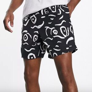 Obey Co-Ord Easy Scribbles Shorts in Black and White Size Large